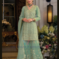 Attractive Light Green Color Shimmer With Embroidery Work Palazzo Suits And Dupatta
