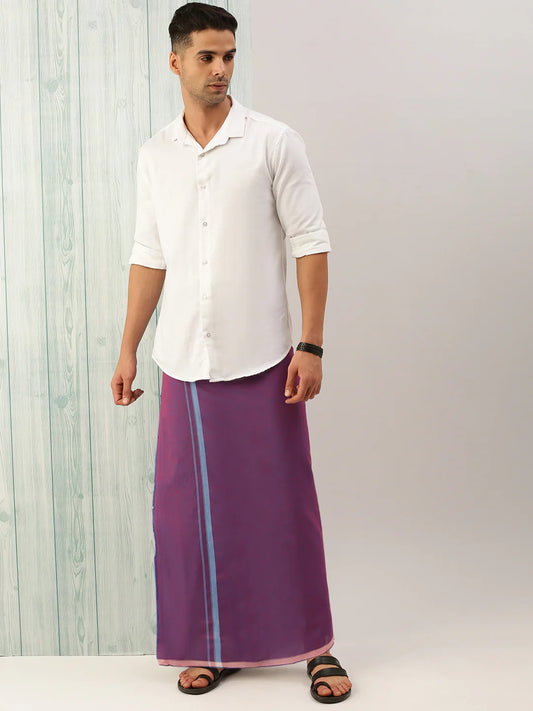 Elegant Purple Color Cotton Casual Dhoti For Men