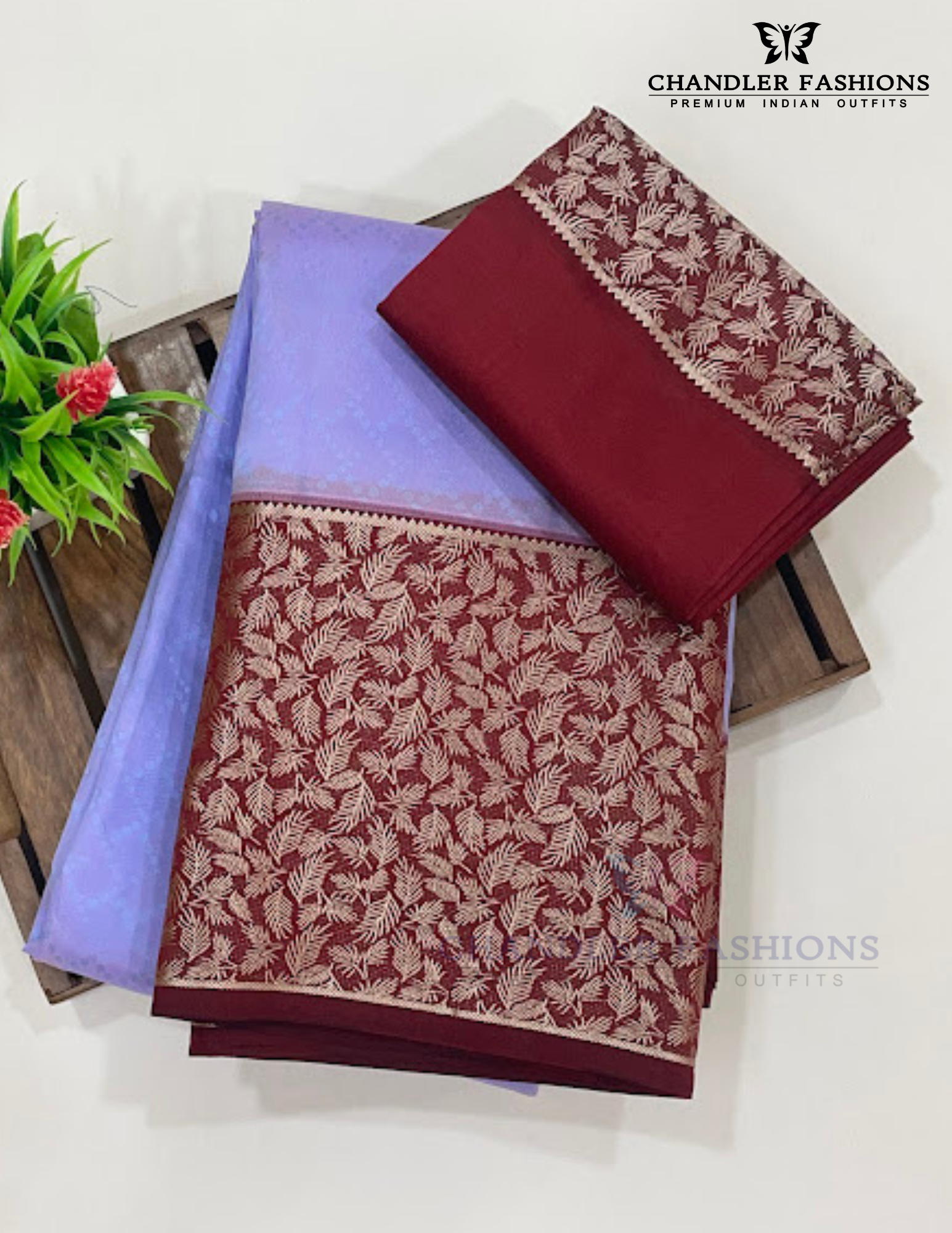 Lavender Color Pure Kanchi Silk With Silver Zari Work Saree In USA