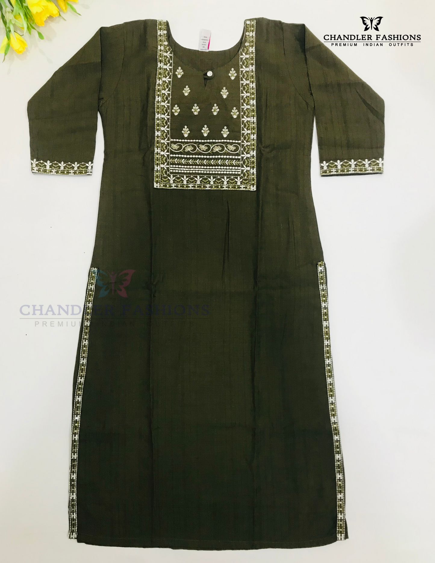Beautiful Mehendi Green Color Rayon Kurti For Girls