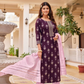 Beautiful Purple color Rayon With Classy Gold Print Fancy Embroidery Work