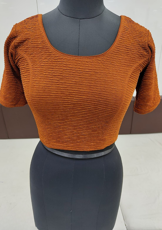 Gorgeous Copper Color Ready To Wear Stretchable Blouse For Women