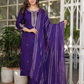 Attractive Purple Color Viscose Chanderi Embroidery And Sequins Work Salwar Suits With Dupatta Set