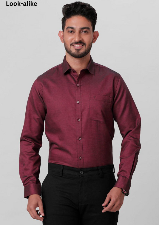 Attractive Maroon Color Cotton Full Sleeve Formal Mens Shirt