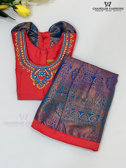 Alluring Pink Color Art Silk Langa Sets With Stone Work For Girls
