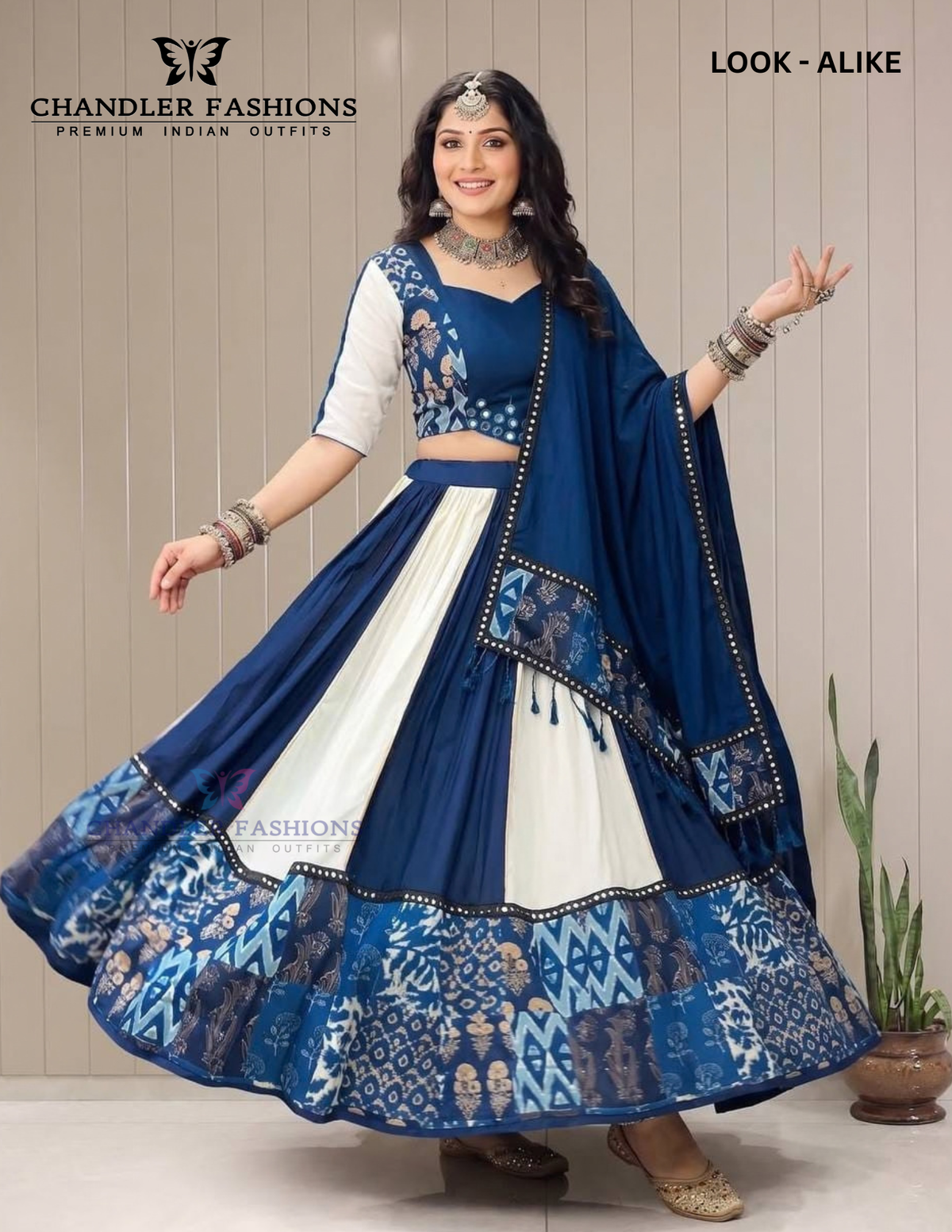 Exquisite Blue And White Color Rayon Chaniya Choli With Printed Work For Women
