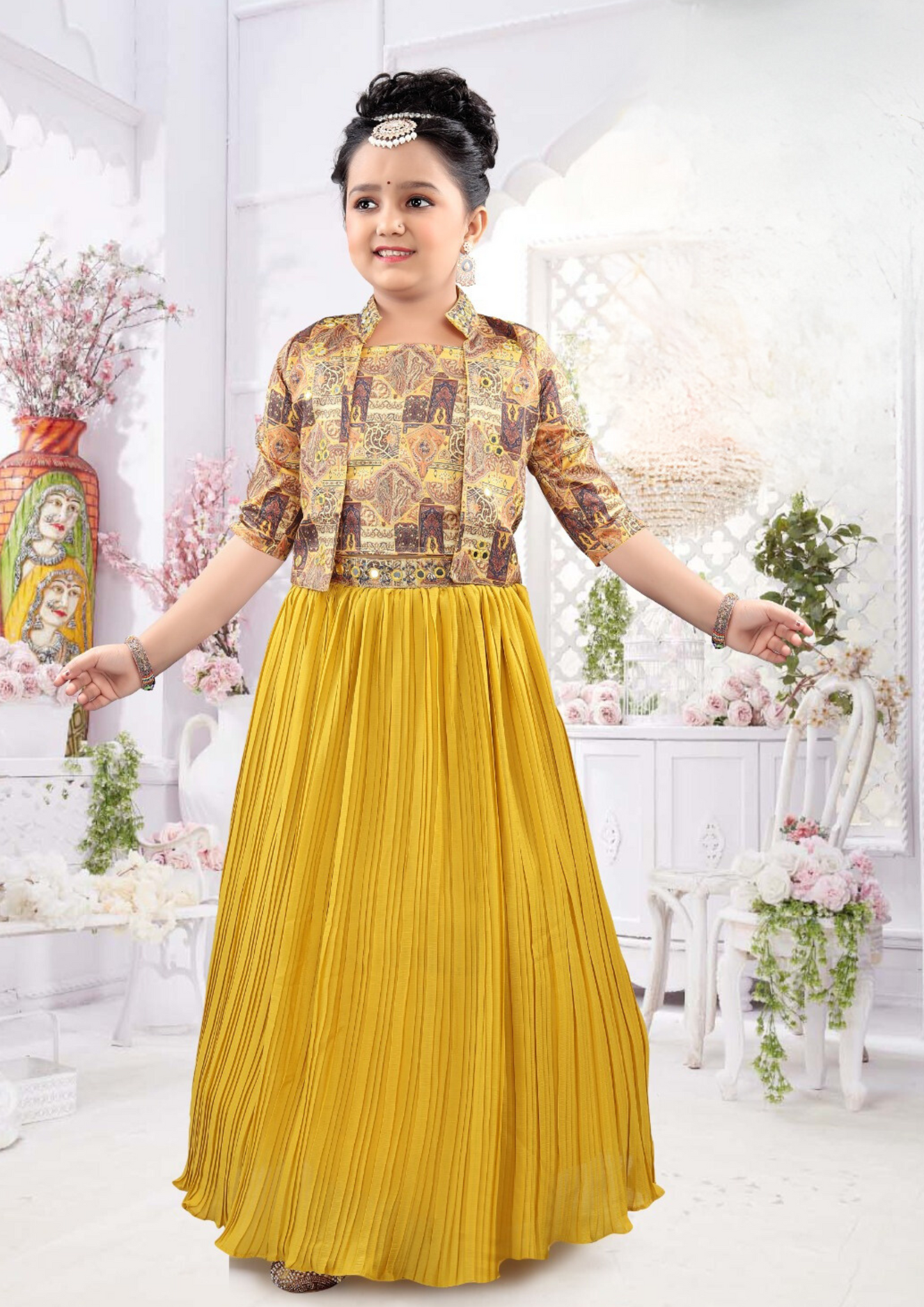 Beautiful Mustard Yellow Color Kurti With Digital Print For Girls