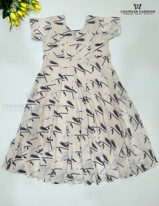 Alluring Off White Colored Gerogette Kurti With Stone Work For Girls