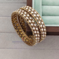 Wonderful White Color Stones Gold Plated Bangles For Women