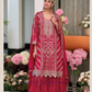 Charming Dark Pink Color Heavy Silk With Embroidery Work Palazzo Suits With Dupatta For Women