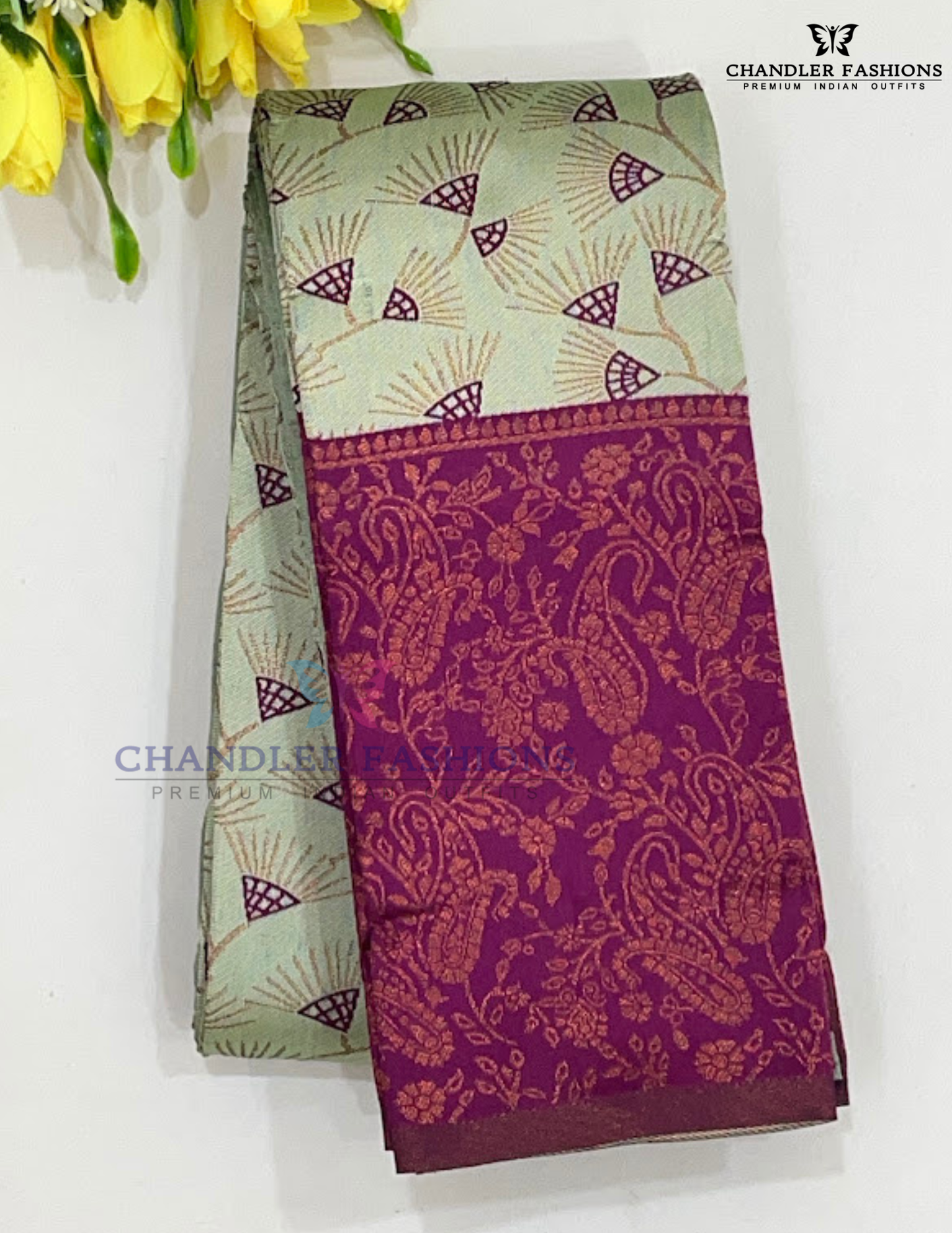 Amazing Pista Green Color With Purple Border Art Silk Saree For Women