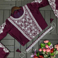 Wine Color Heavy Rangoli Ready To Wear Saree Near Me