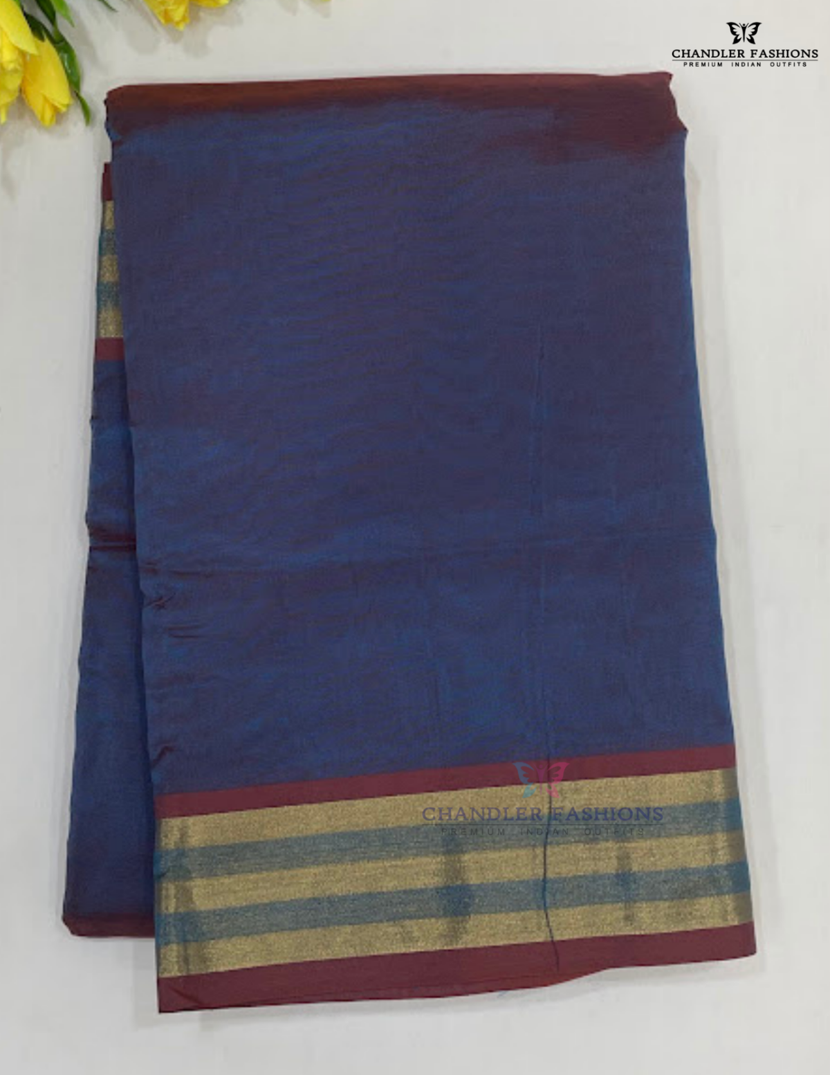 Attractive Blue Color Silk Cotton Saree With Zari Work For Women