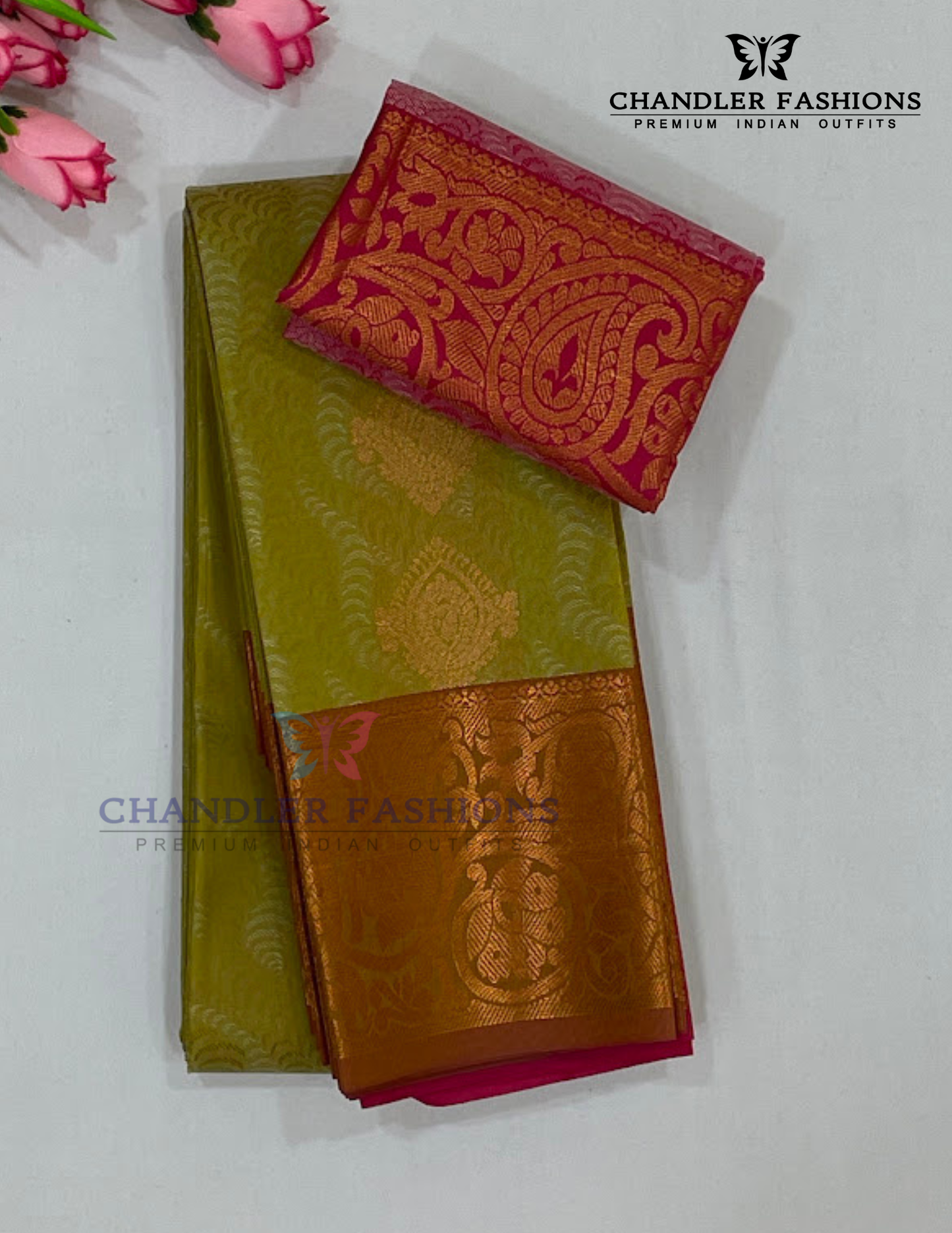 Attractive Green Color Art Silk Saree With Pink Color Border For Women