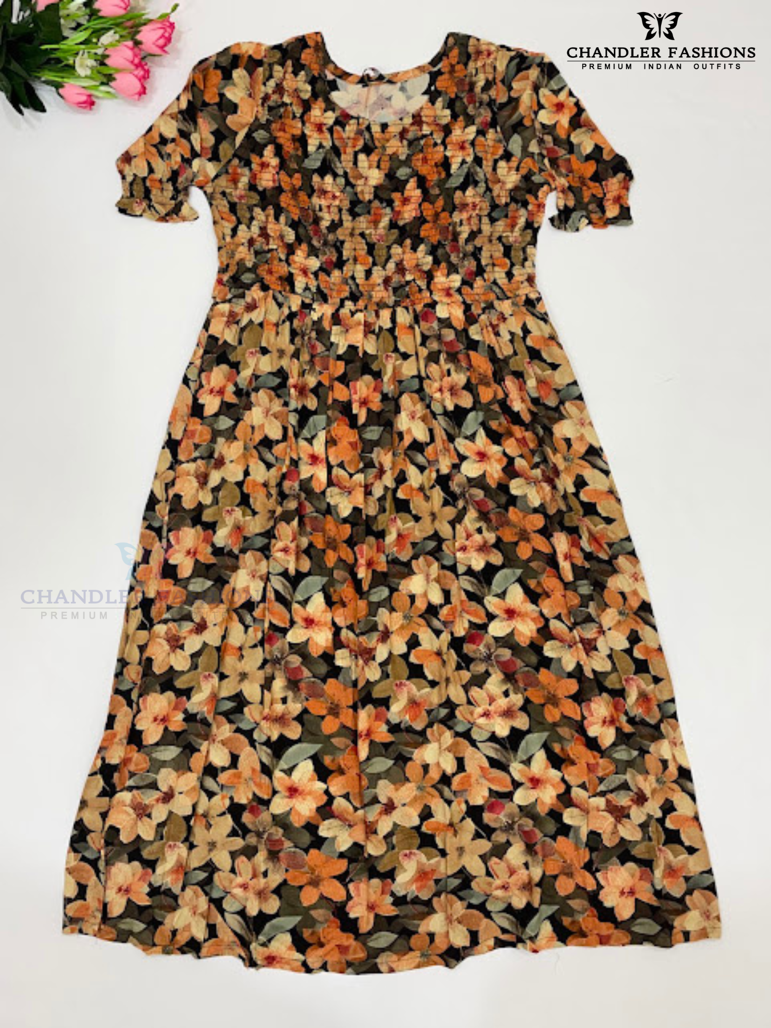 Exquisite Multi Color Elastic Kurti With Flower Design Work For Women
