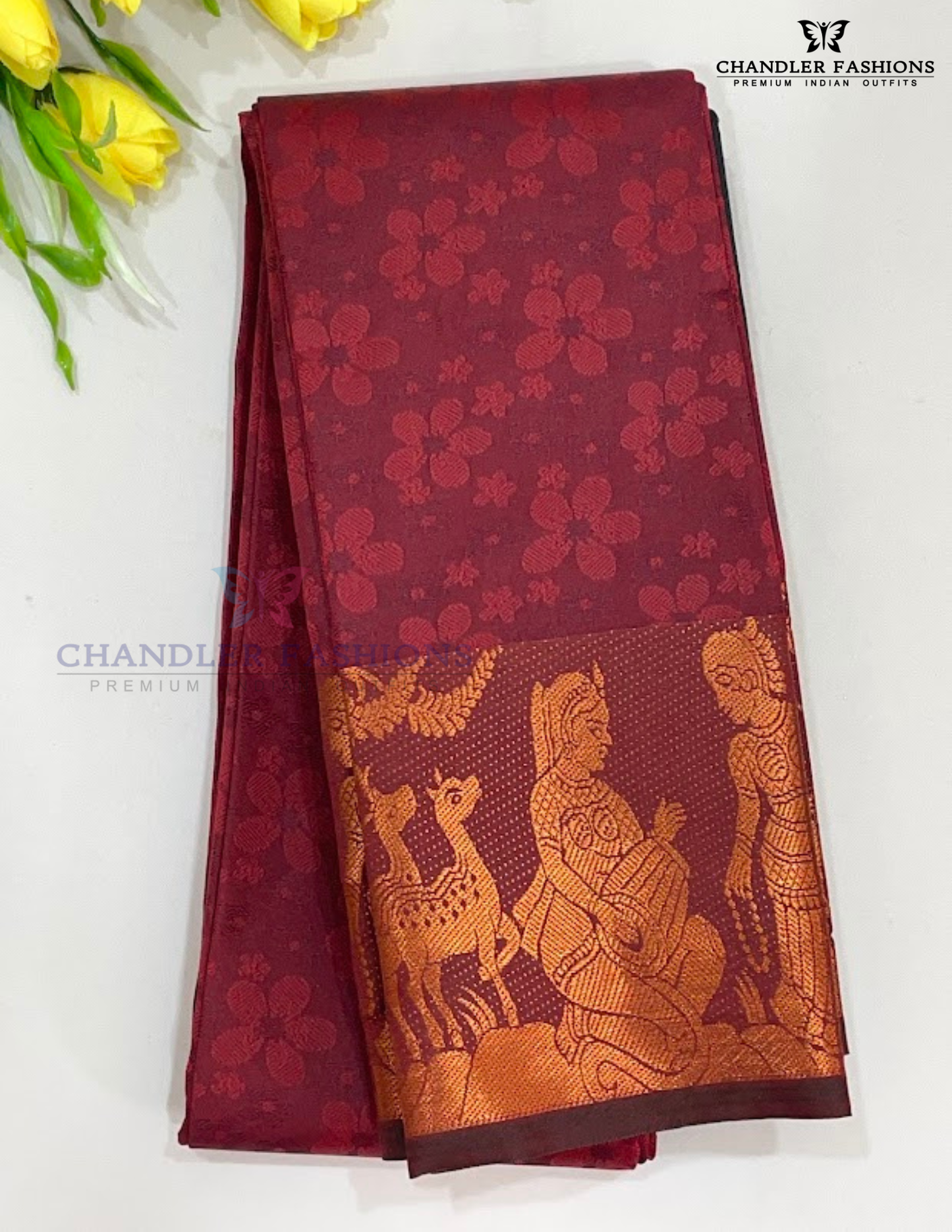 Beautiful Maroon Color Art Silk Saree For Women