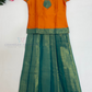Elegant Orange Color Silk Langa Sets With Zari Work For Girls