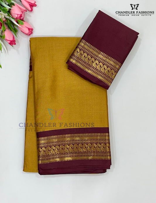 Captivating Mustard Yellow Color Silk With Golden Zari Work Saree For Women