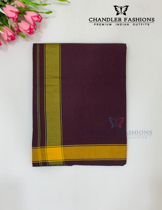 Attractive Men's Dark Brown Color Cotton Dhoti