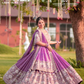 Elegant Purple Color Georgette Embroidery Work Lehenga Choli With Dupatta For Women