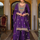 Ravishing Dark Violet Color Heavy Chinon Palazzo Suits With Embroidery Work For Women