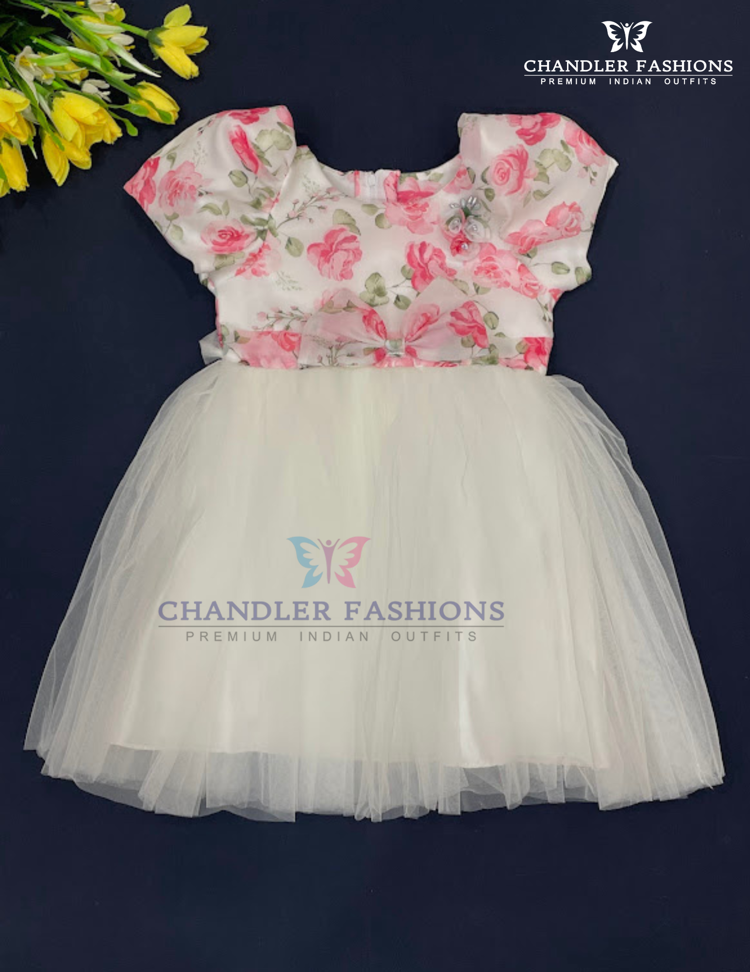 Appealing White Color Net Frock For Girls