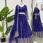 Attractive Blue Color Thread And Sequins Work Lehenga Choli For Women