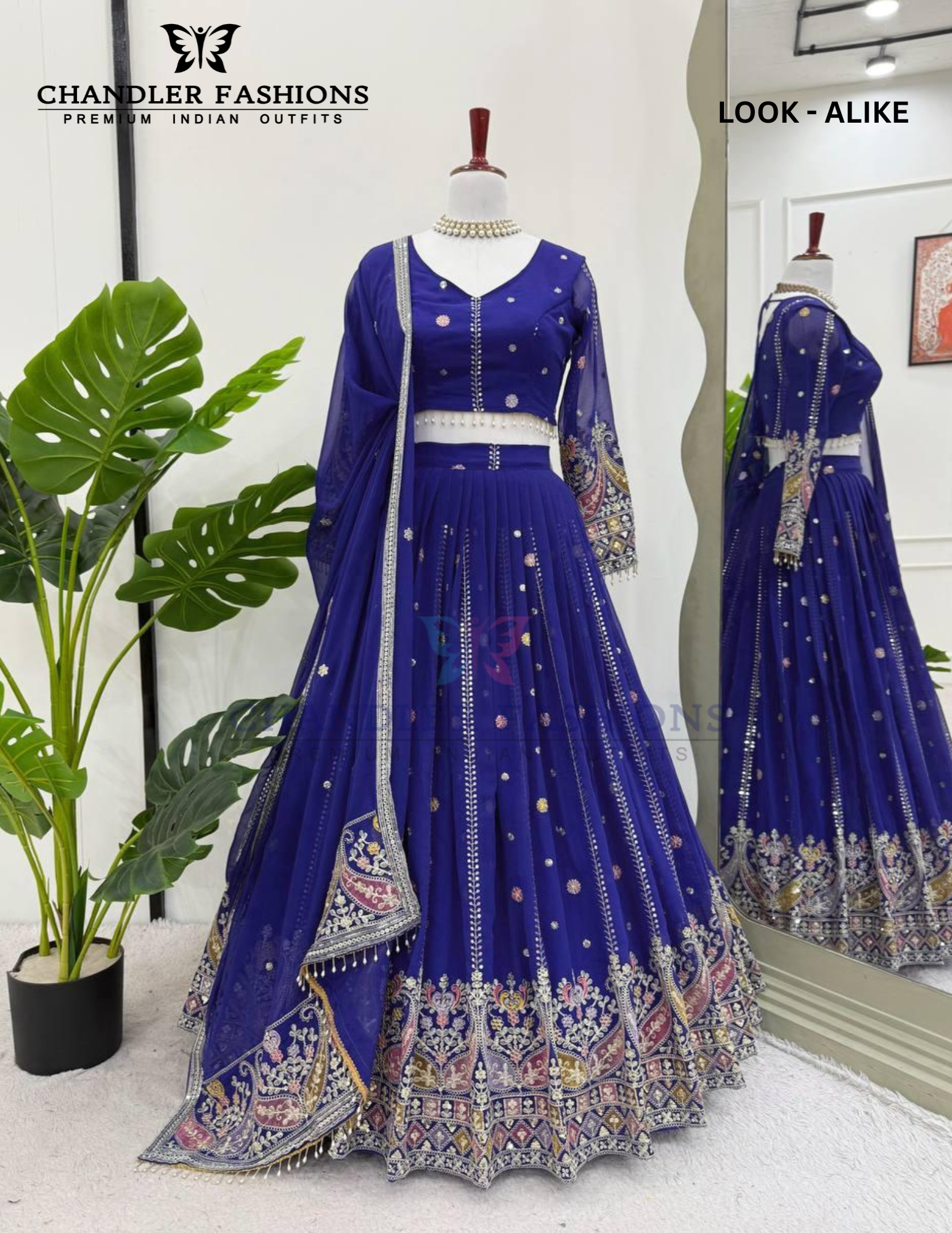 Attractive Blue Color Thread And Sequins Work Lehenga Choli For Women