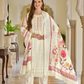 Beautiful Cream Color Chanderi Silk Salwar Suits For Women