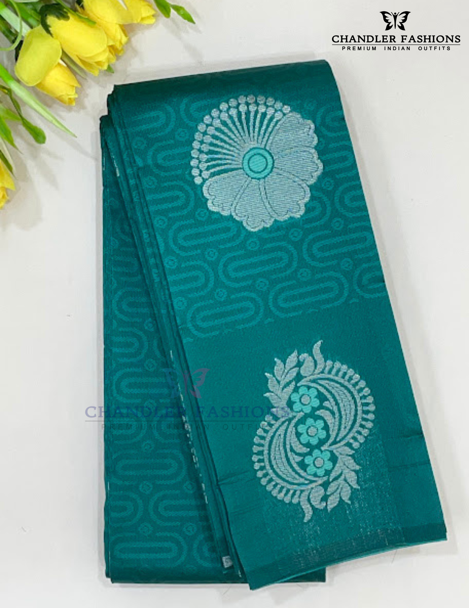 Ravishing Rama Green Color Art Silk With Silver Zari Work Saree For Women