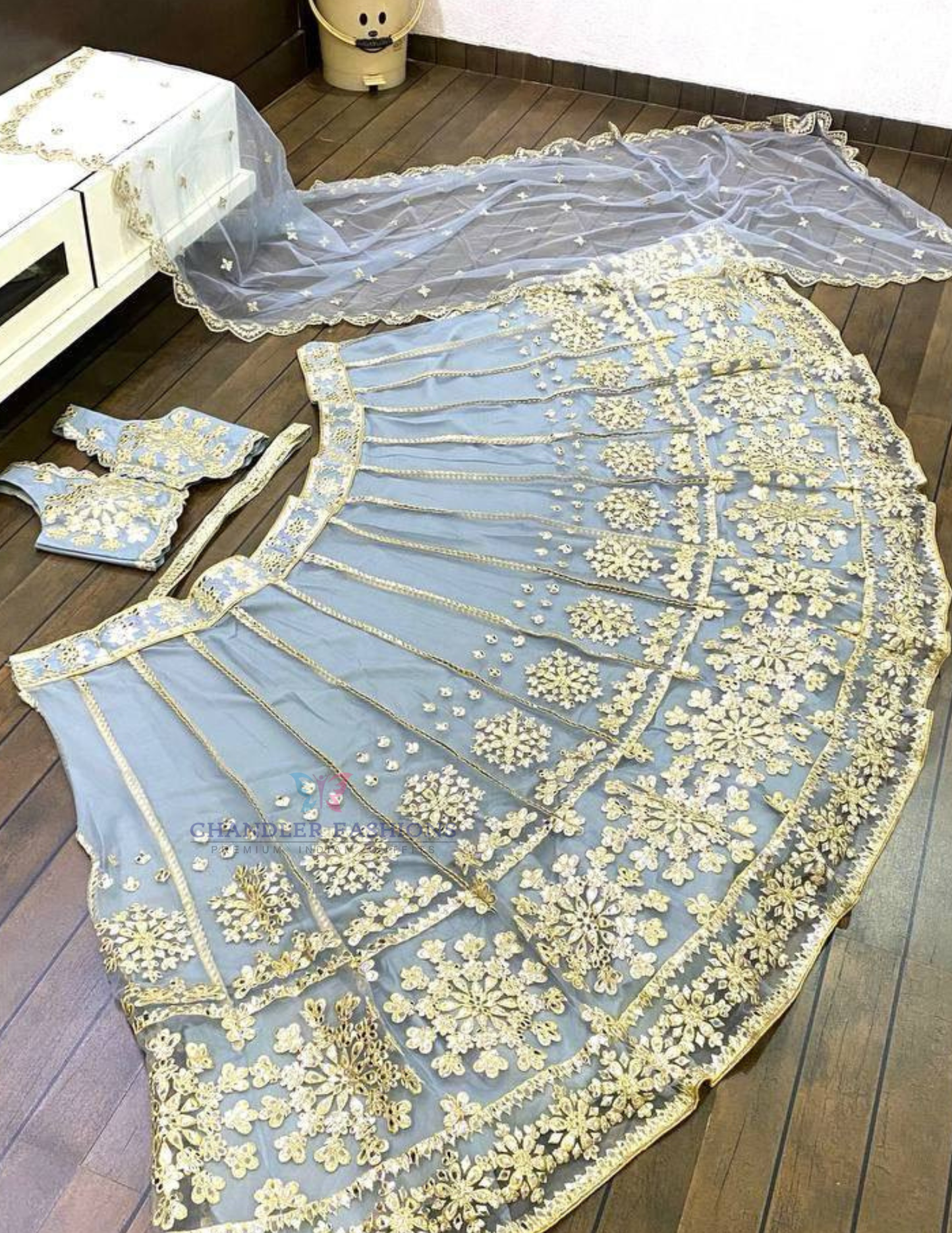 Gray Color With Zari Work Lehenga In USA