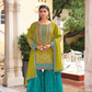 Gorgeous Pista Green Color Chinon Viscous Sharara With Embroidered Work For Women