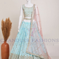 Attractive Sky Blue Color Georgette Embroidery Sequins Work Lehenga For Women