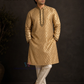 Dazzling Banarasi Brocade Gold Colored Self Design Embroidery Work Kurta Pajama For Men