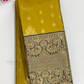 Attractive Yellow Color Pure Kanchi Silk With Dark Elegant Green Color Peacock Motifs Border And Gold Zari Work Saree For Women