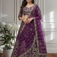 Elegant Purple Color Sequins With Zari Embroidery Work Lehenga Choli For Women