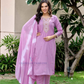Attractive Lavender Color Cotton With Embroidery Work Salwar Suits For Women