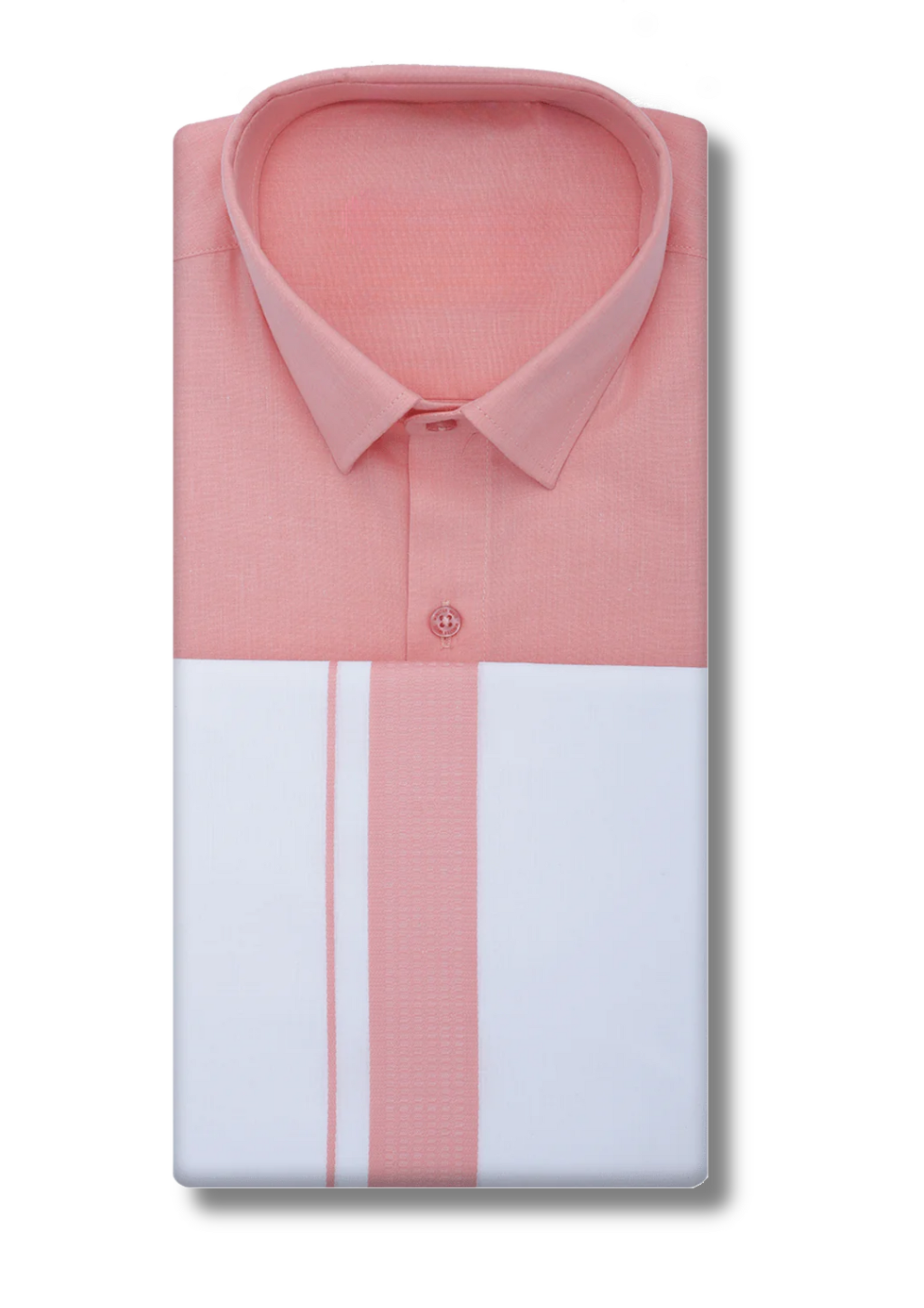 Attractive Pink Color Men's Cotton Shirt With Pink Border Dhoti