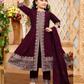Elegant Wine Color Silk With Embroidery Work Girls Kurti Suit