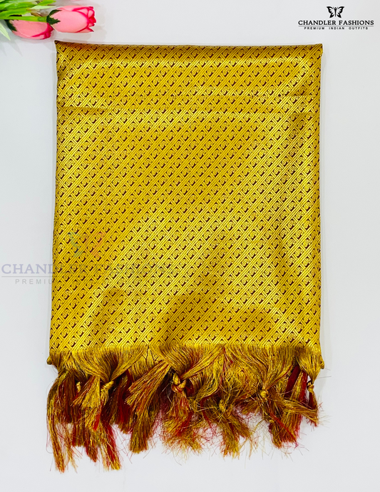 Beautiful Maroon Color Silk Shawl With Golden Zari Work (Ponnadai) For Guest