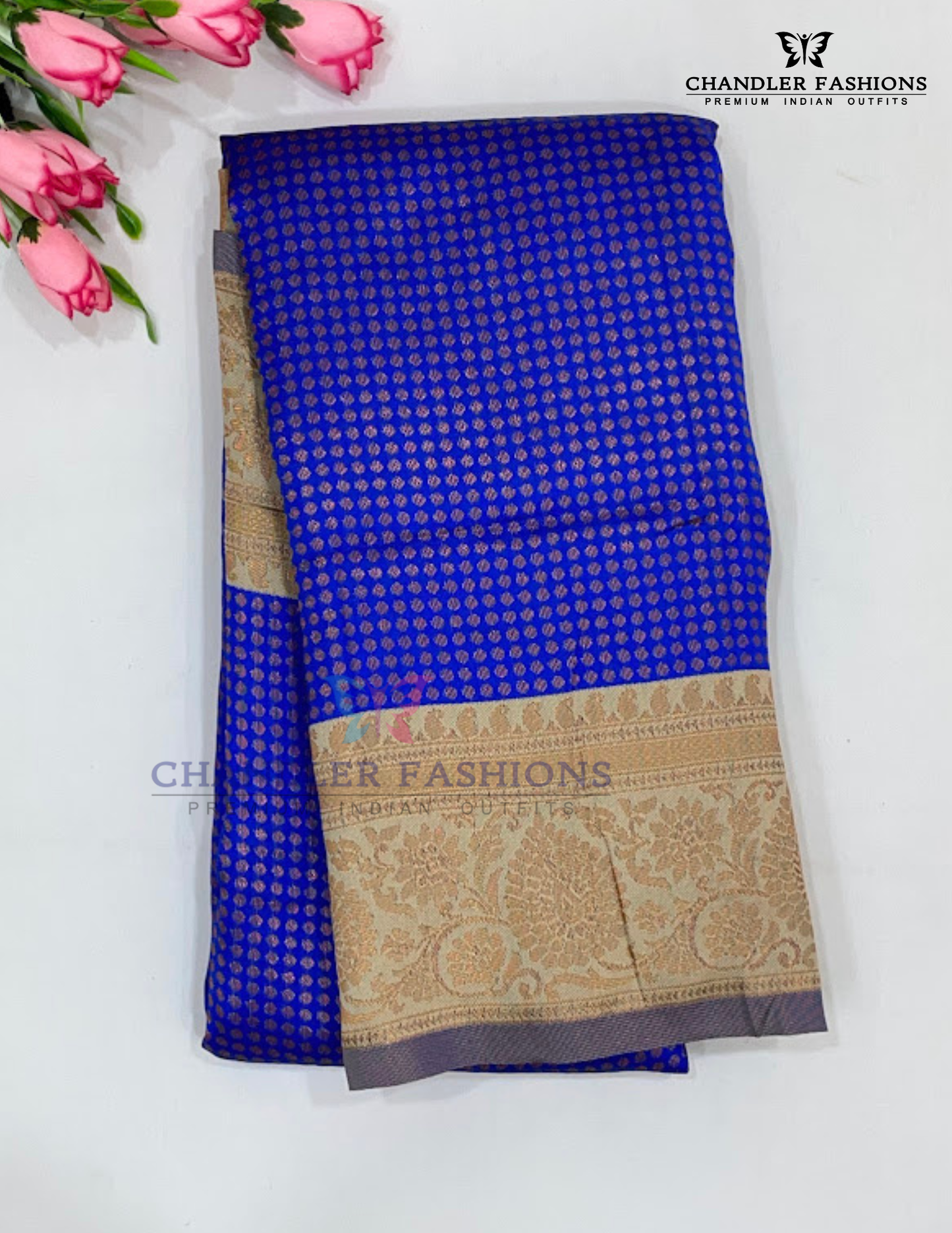Elegant Blue Color Art Silk Saree With Sandal Color Border For Women