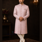 Wonderful Pastel Pink Color Raw Silk With Embroidery Work Sherwani Suit For Men - PREMIUM QUALITY