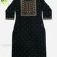 Alluring Black Color Cotton Kurti With Embroidary Work For Women