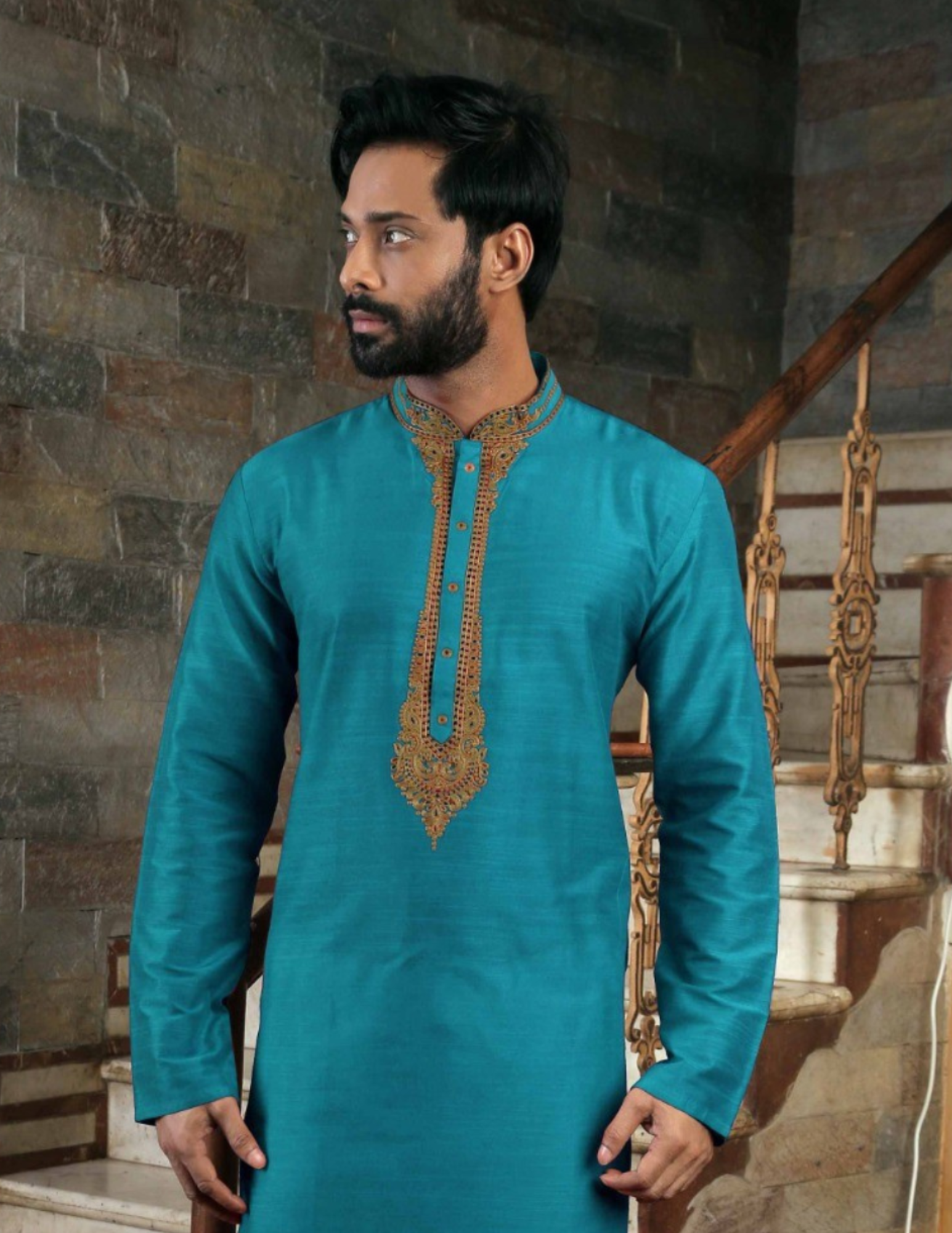 Embroidery Work Men's Kurta With Pajama Set Near Me
