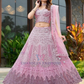 Charming Baby Pink Color Net With Embroidery Work Lehenga For Women