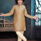 Fantastic Beige Color Cotton Blend Kurta Pajama Set For Kids