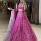 Beautiful Pink Color Embroidery And Sequins Work Lehenga For Women
