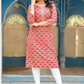 Lovely Pink Color Rayon Gold Print Kurti With Fancy Embroidery Work For Women