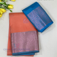 Charming Peach With Blue Color Pure Kanchi Silk With Traditional Motifs Rich Pallu Design Gold Zari Work Saree For Women