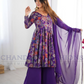 Purple Color Soft Roman And Palazzo With Dupatta Near Me